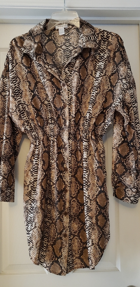 Charlotte Russe Snake Print Shirt Dress - Small